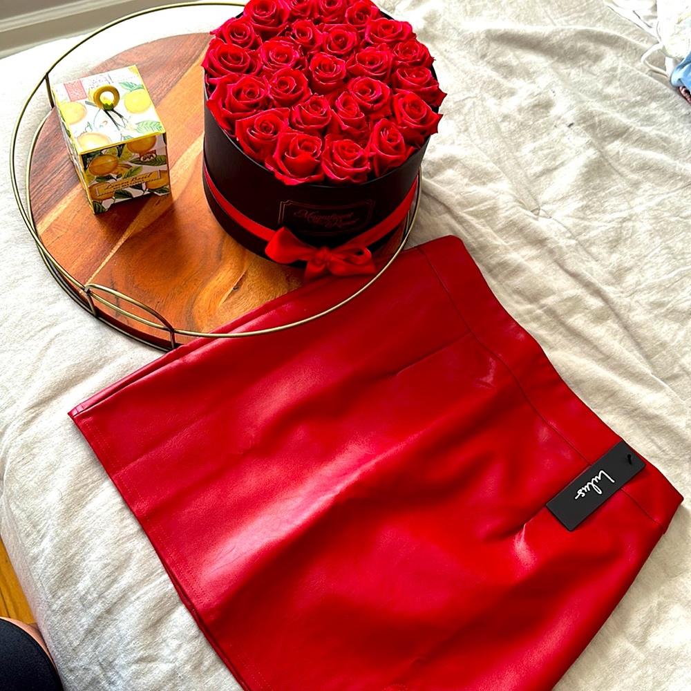 Lulus Red Leather Mini Skirt (S) NWT
